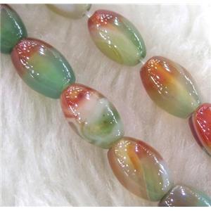 Agate bead, barrel, colorful, approx 8x12mm, 15.5 inches