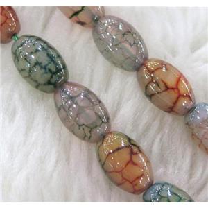 dragon veins Agate bead, barrel, colorful, approx 10x14mm, 15.5 inches