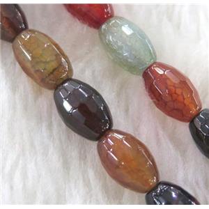 dragon veins Agate beads, faceted barrel, mixed color, approx 8x12mm, 15.5 inches