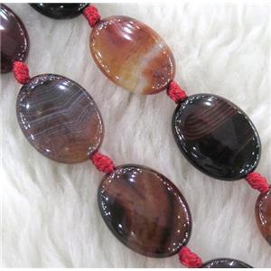 Agate beads, oval, mixed color, approx 20x30mm, 15.5 inches