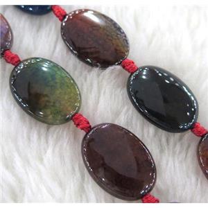 Agate beads, oval, mixed color, approx 15x20mm, 15.5 inches