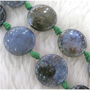 dragon veins Agate beads, flat round, mixed color, approx 20mm dia, 15.5 inches