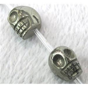 natural Pyrite Beads, 3D-skull charm, approx 8mm, 25pcs per st