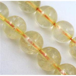 natural Citrine Beads, round, yellow, approx 9mm dia, 15.5 inches