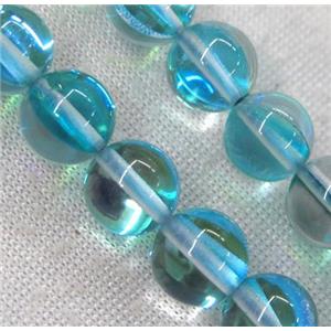 round synthetic aqua Aura Quartz Glass Beads, approx 12mm dia