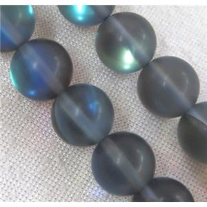 round synthetic gray Aura Quartz Glass Beads, matte, approx 10mm dia