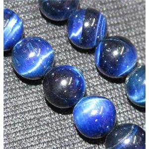 blue tiger eye stone beads, round, approx 10m dia, 15.5 inches
