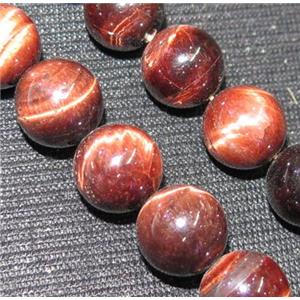 red tiger eye beads, round, approx 12m dia, 15.5 inches