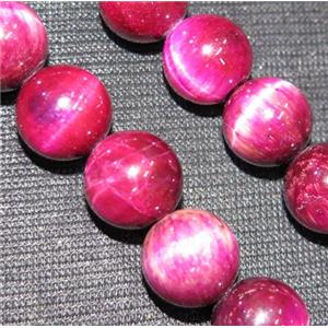 hot-pink tiger eye bead, round, approx 8mm dia, 15.5 inches