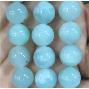 round blue jade beads, dye, approx 8mm dia, 15.5 inches
