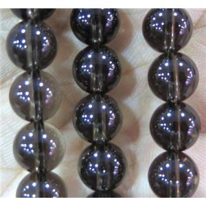 smoky quartz beads, round, approx 8mm dia, 15.5 inches