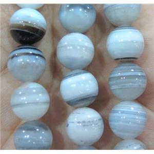 white stripe agate beads, round, approx 12mm dia, 15.5 inches