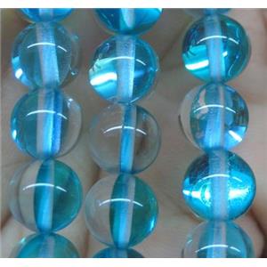 round aqua synthetic Aura Quartz Glass Beads, approx 6mm dia