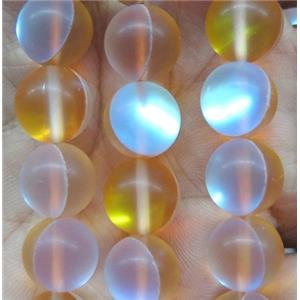 round gold synthetic Aura Quartz Glass Beads matte, approx 8mm dia