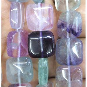 rainbow Fluorite bead, square, approx 12x12mm, 15.5 inches