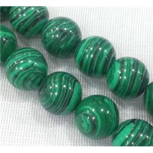 round malachite beads, stabilized, green, approx 8mm dia