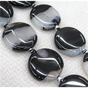 Agate Druzy circle beads, white black, approx 20mm dia