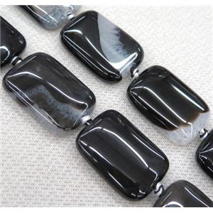 Agate Druzy rectangle beads, white black, approx 25x35mm