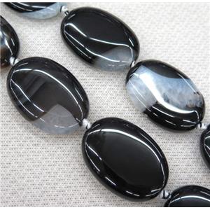 Agate Druzy oval beads, white black, approx 25x40mm