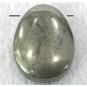 natural Pyrite pendant, teardrop, approx 22x30mm, 3mm hole