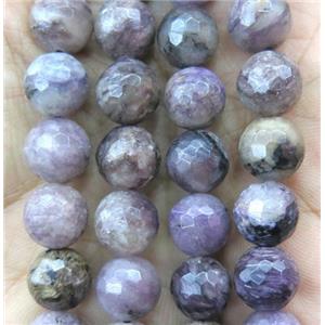 Charoite beads, faceted round, approx 12mm dia