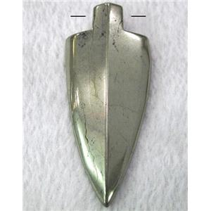 natural Pyrite pendant, arrowhead, approx 22x52mm