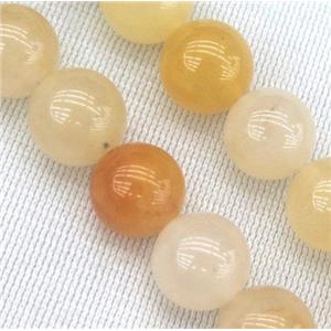 Chinese Yellow Honey Jade Beads Smooth Round, approx 14mm dia