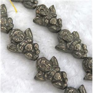 pyrite bead, angel, approx 18x22mm