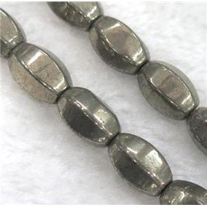 pyrite bead, faceted barrel, approx 8x12mm