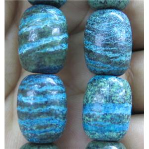 Blue SilverLine Jasper beads, barrel, approx 13x18mm