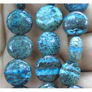 Blue SilverLine Jasper beads, flat round, approx 12mm dia