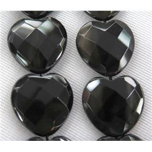 black onyx bead, heart, approx 20mm
