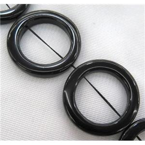 black onyx bead, ring, approx 30mm dia