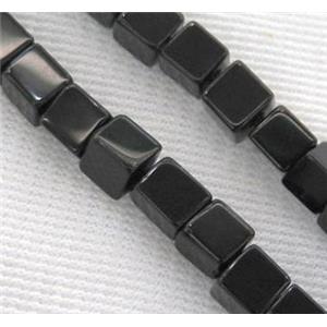 black onyx beads, cube, approx 5x5x5mm