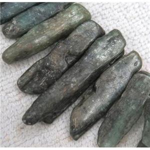 green kyanite stick bead for necklace, freeform, approx 15-50mm