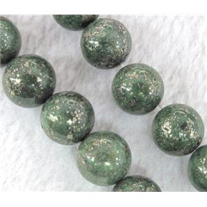 golden-spot green jasper beads, round, 10mm dia, approx 38pcs per st