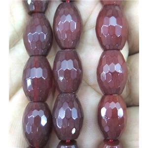 agate bead, faceted barrel, approx 10x14mm