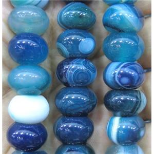 blue stripe agate bead, rondelle, approx 6x10mm