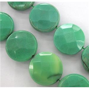 green grass agate beads, faceted circle, approx 6mm dia