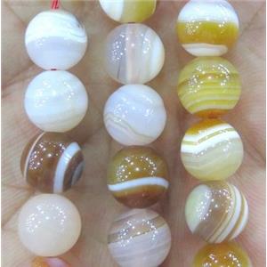 yellow stripe agate bead, round, approx 12mm dia