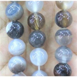 gray stripe agate beads, round, approx 10mm dia