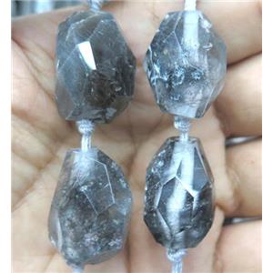 Black Rutilated Quartz nugget beads, freeform, approx 15-25mm, 15.5 inches