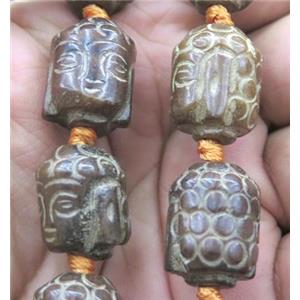 Chinese Jade Buddha Beads, coffee, approx 14x18mm