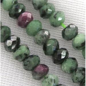 Ruby Zoisite beads, faceted rondelle, hand-cutting, approx 6mm dia