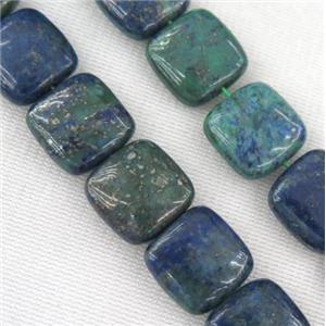 Azurite beads, square, approx 14x14mm