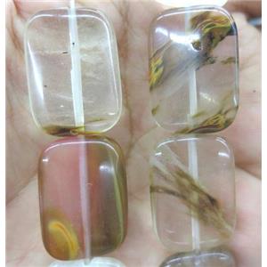 cherry quartz bead, rectangle, approx 25x35mm
