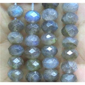 Labradorite beads, faceted rondelle, Grade-AAA, approx 5x8mm