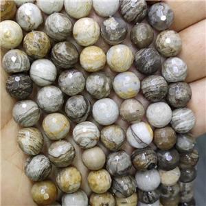 natural Silver Leaf Jasper beads, faceted round, approx 4mm dia