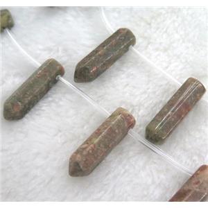 unakite beads, bullet shape, approx 8x31mm, 12pcs per st