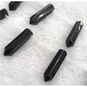 black onyx beads, bullet, approx 8x31mm, 12pcs per st